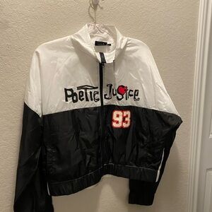 Tupac Poetic Justice Black White Colorblock Graphic Windbreaker 